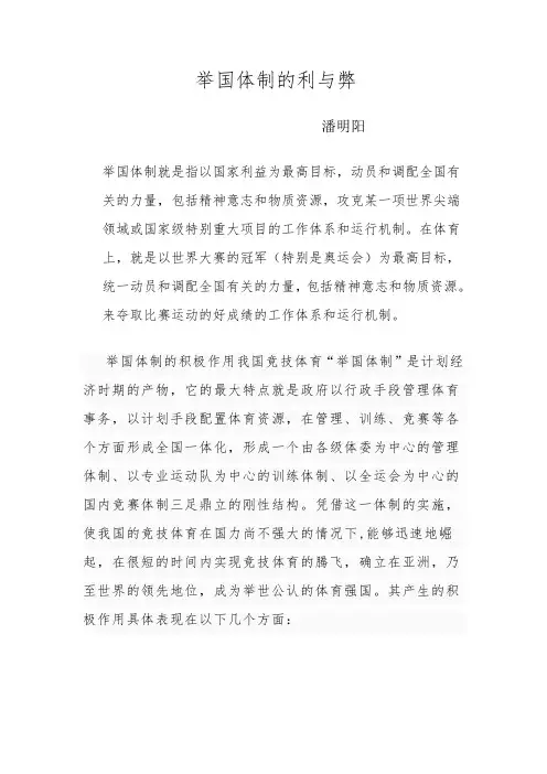 举国体制的利与弊