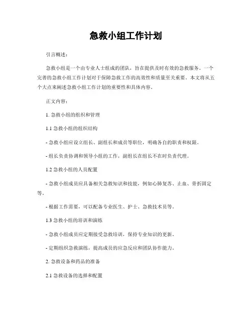 急救小组工作计划