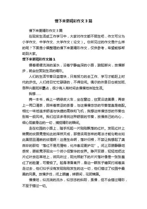 慢下来更精彩作文3篇
