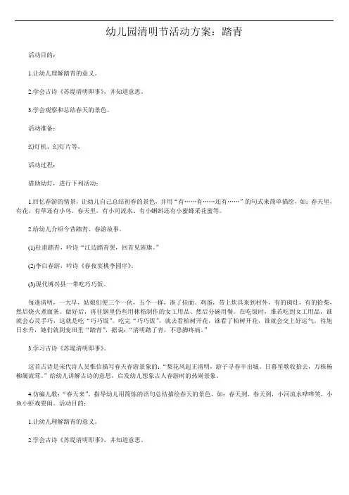 幼儿园清明节活动方案(共7套)