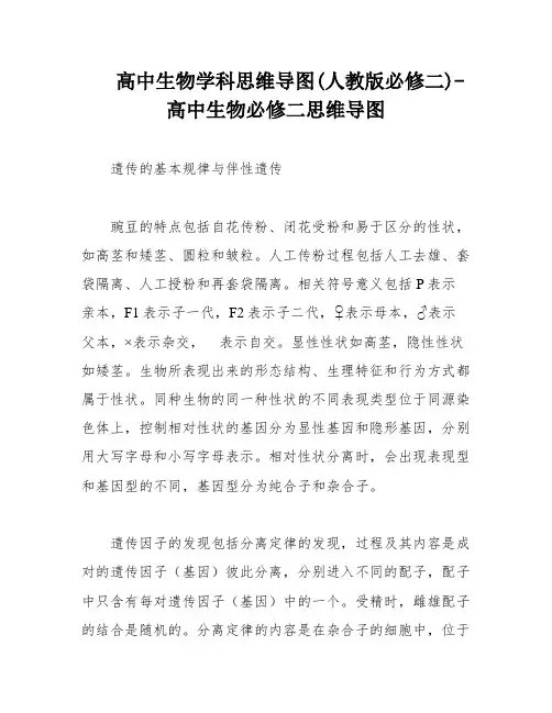 高中生物学科思维导图(人教版必修二)-高中生物必修二思维导图