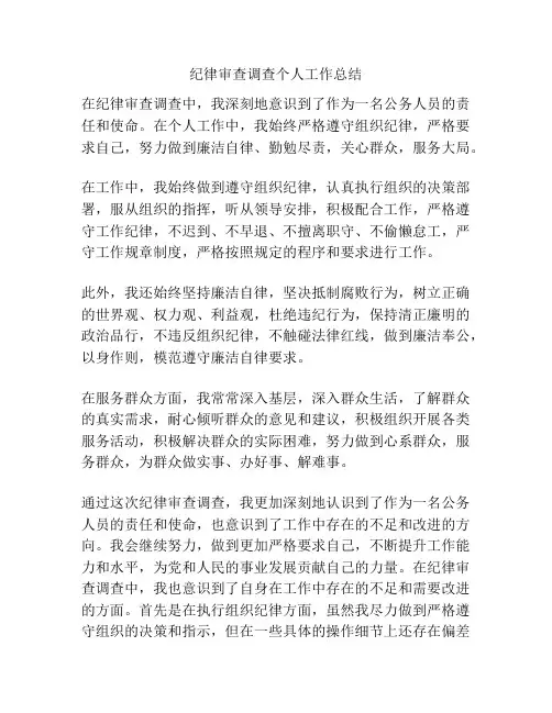 纪律审查调查个人工作总结