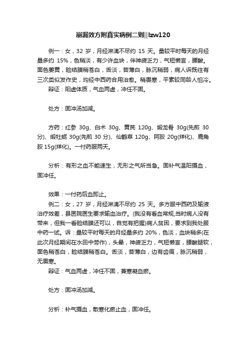 崩漏效方附真实病例二则‖lzw120