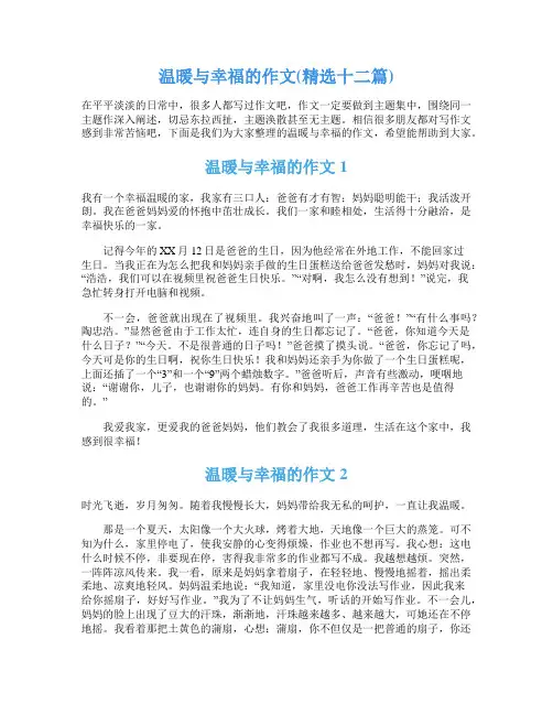 温暖与幸福的作文(精选十二篇)
