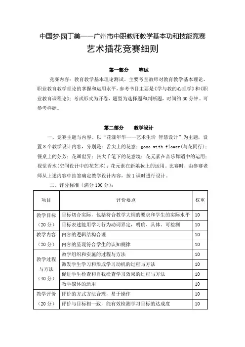 10艺术插花项目竞赛细则