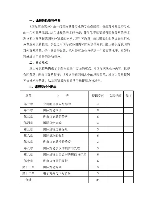 国际贸易实务说课稿