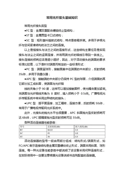 常用光纤接头基础知识