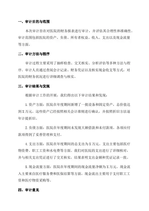 医院财务年度审计报告