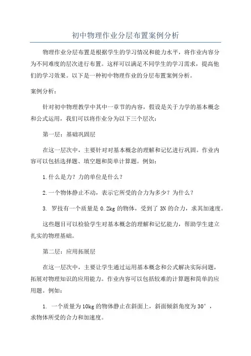 初中物理作业分层布置案例分析