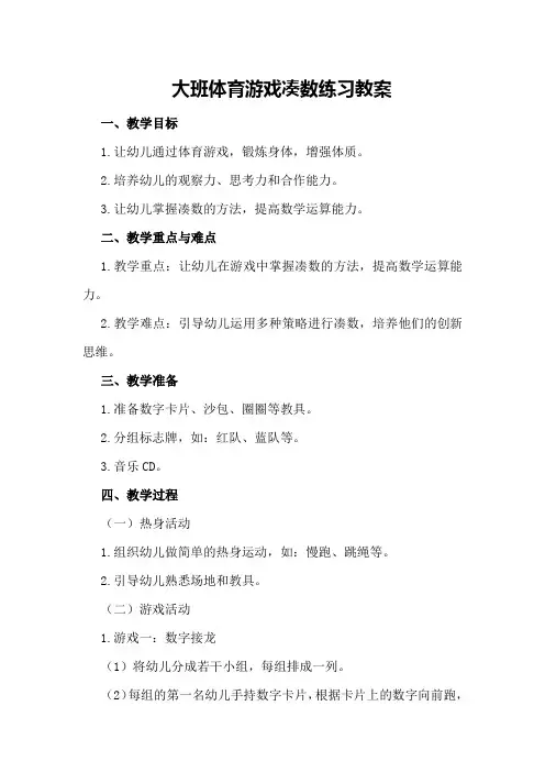 大班体育游戏凑数练习教案