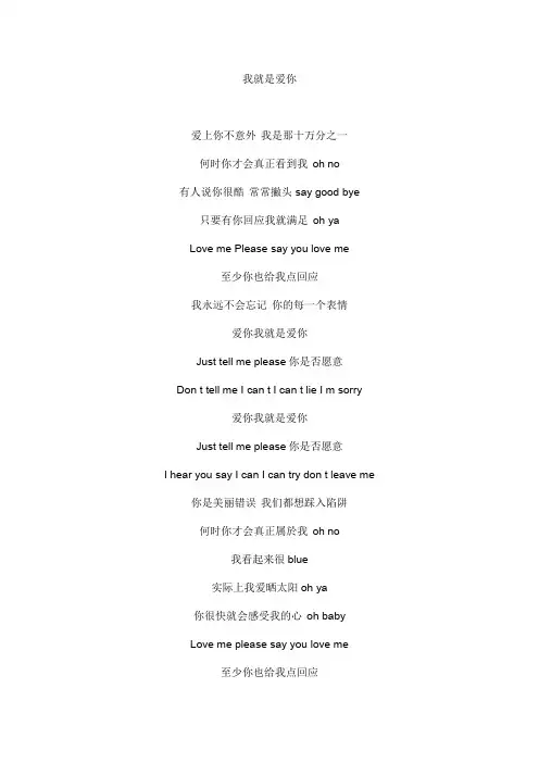 我就是爱你文本歌词