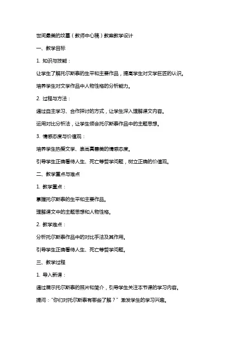 世间最美的坟墓(教师中心稿) 教案教学设计