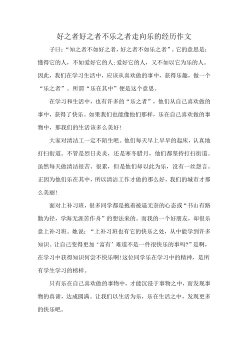 好之者好之者不乐之者走向乐的经历作文