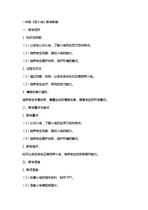 一年级《放小鸟》教学教案