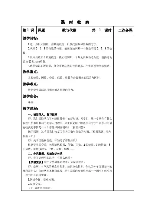 2023新人教版五年级下册九单元教案