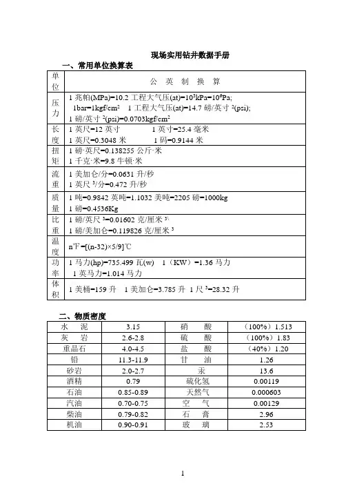 实用钻井数据手册