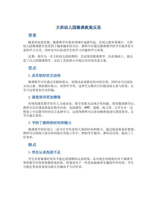大班幼儿园微课教案反思