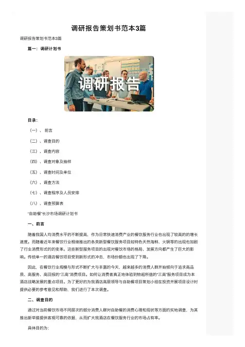 调研报告策划书范本3篇