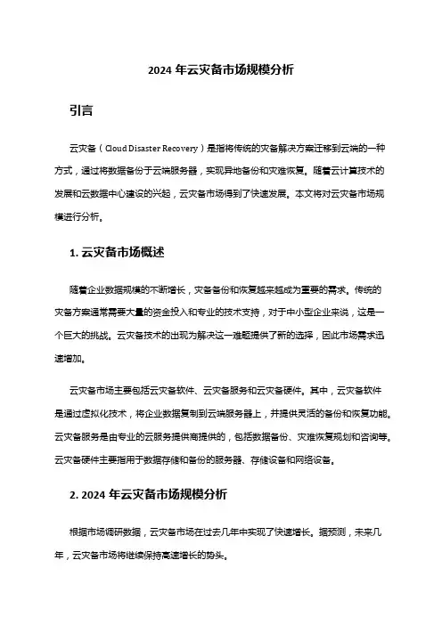 2024年云灾备市场规模分析