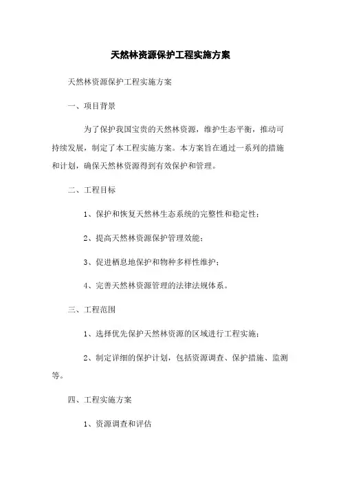 天然林资源保护工程实施方案
