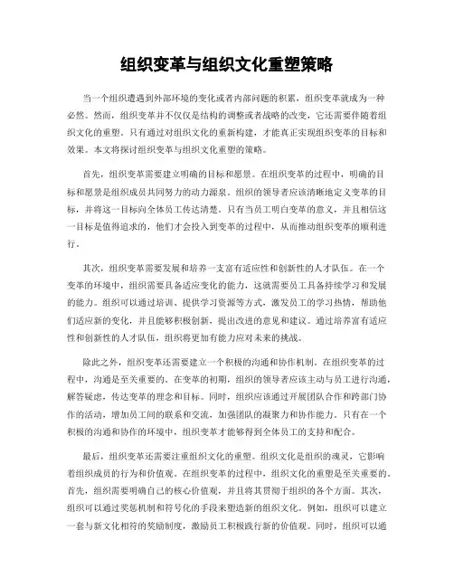 组织变革与组织文化重塑策略