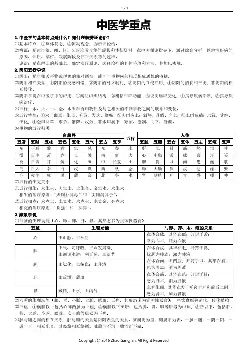 中医学重点