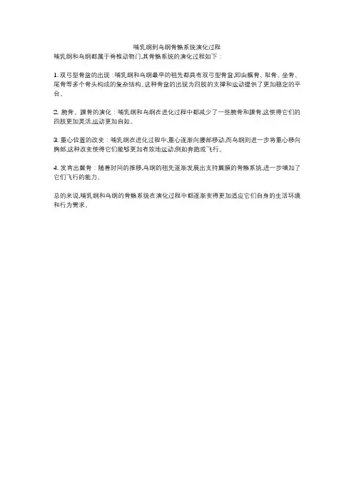 哺乳纲到鸟纲骨骼系统演化过程