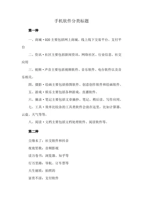 手机软件分类标题