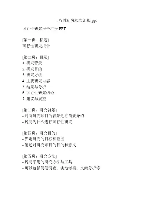 可行性研究报告汇报ppt