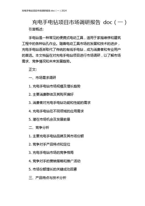 充电手电钻项目市场调研报告doc(一)2024