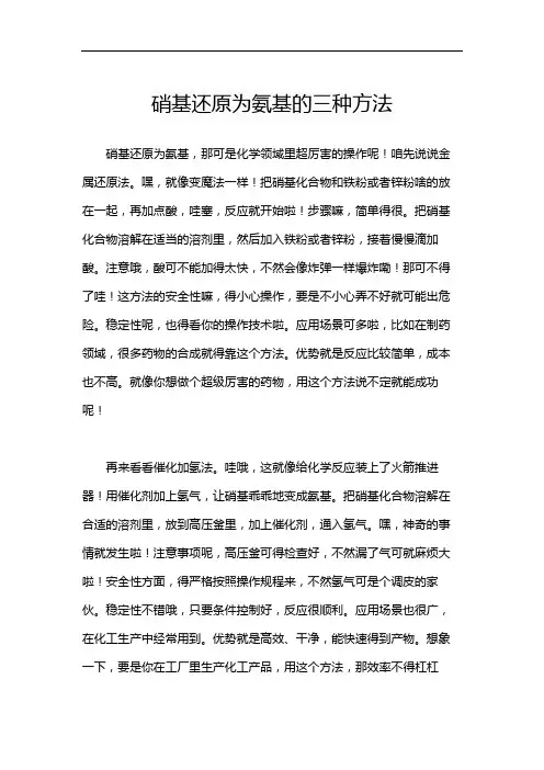硝基还原为氨基的三种方法