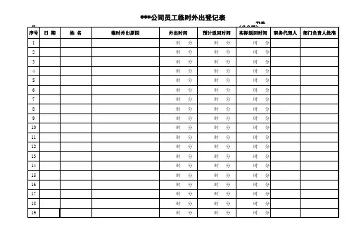 临时外出登记表