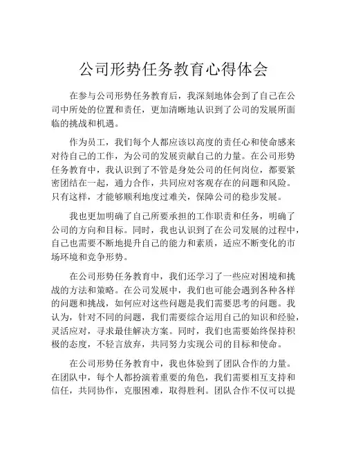 公司形势任务教育心得体会