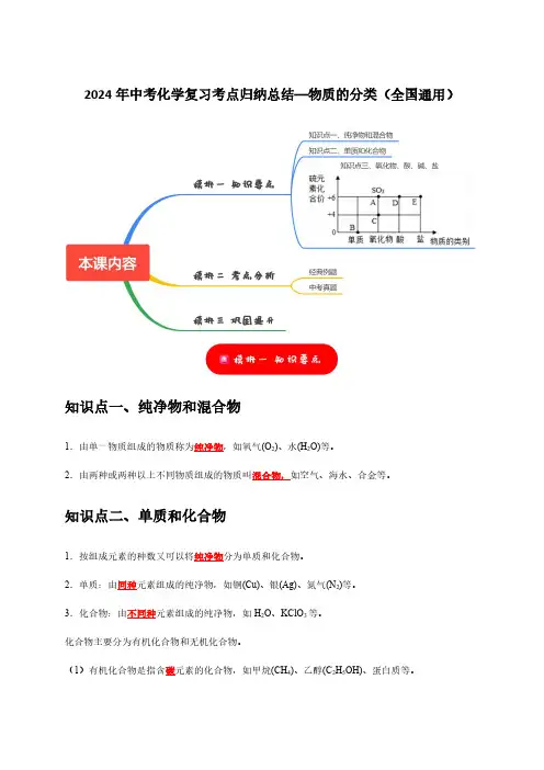 2024年中考化学复习考点归纳总结—物质的分类(全国通用)