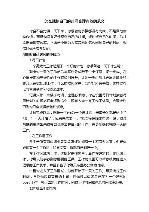 怎么规划自己的时间合理有效的范文