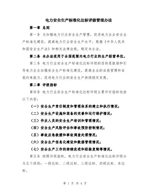 电力安全生产标准化达标评级管理办法