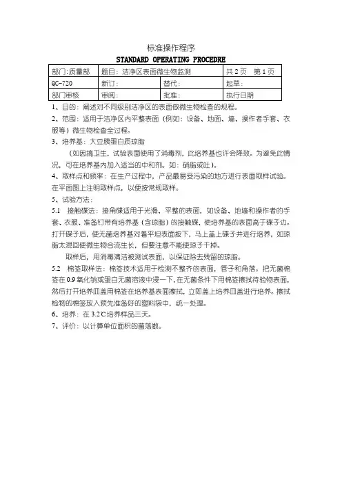 55-洁净区表面微生物监测 洁净区操作人员手的微生物试验