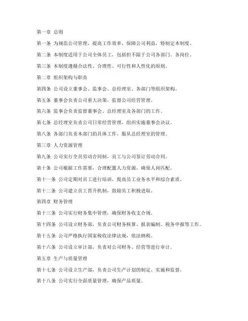 企业公司管理制度全套模板