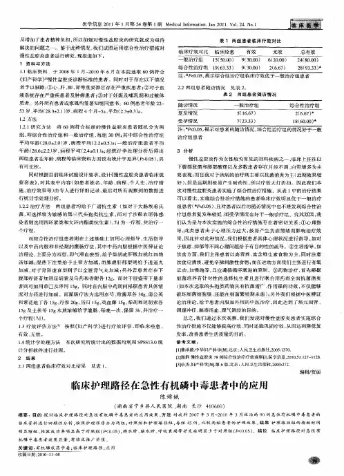 临床护理路径在急性有机磷中毒患者中的应用