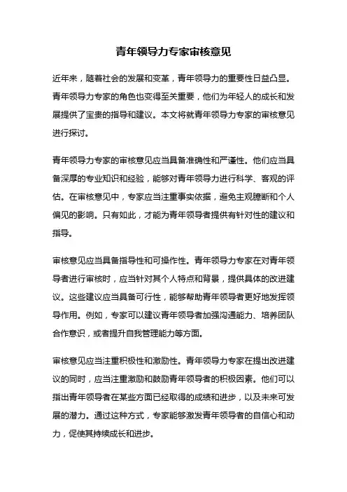 青年领导力专家审核意见