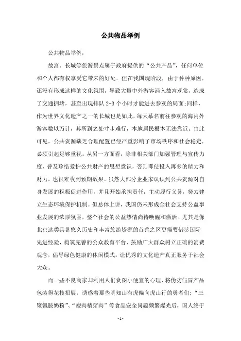 公共物品举例