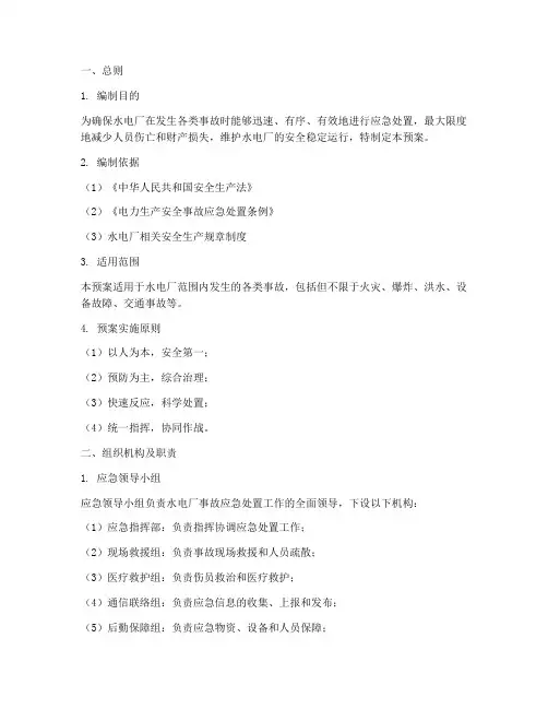 水电厂事故应急处置预案