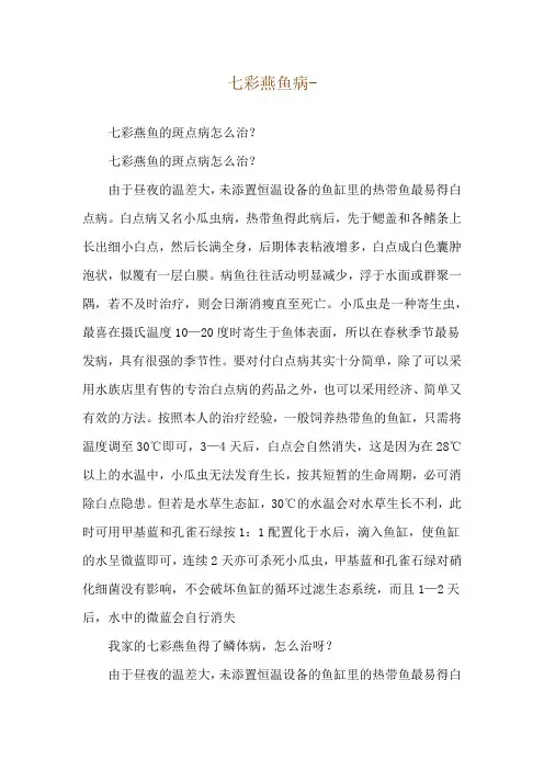 七彩燕鱼病--七彩燕鱼的斑点病怎么治？