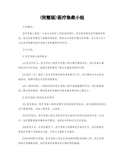 (完整版)医疗急救小组