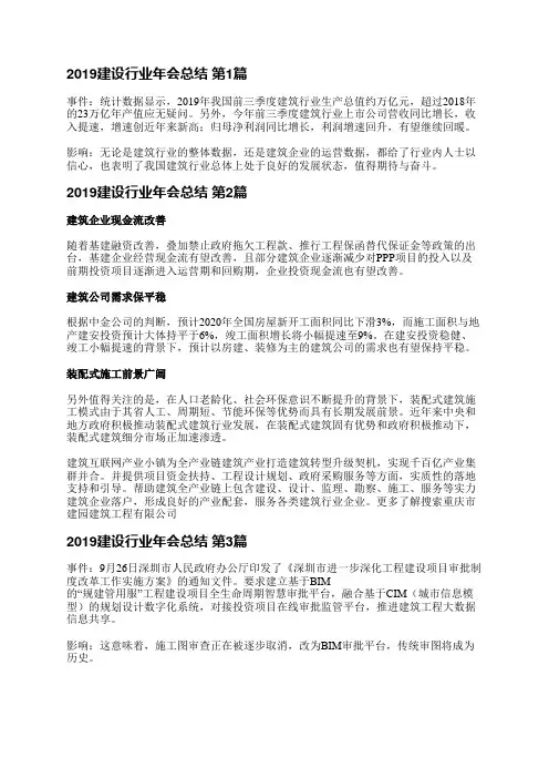 2019建设行业年会总结(实用8篇)
