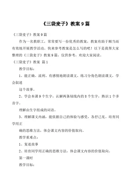 《三袋麦子》教案9篇