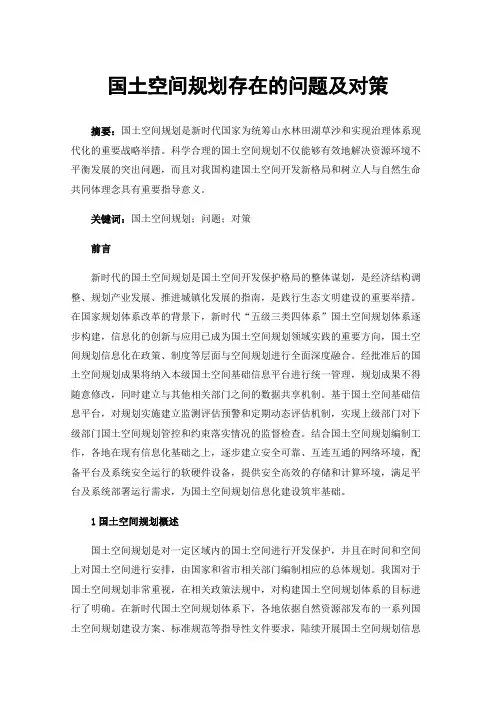 国土空间规划存在的问题及对策