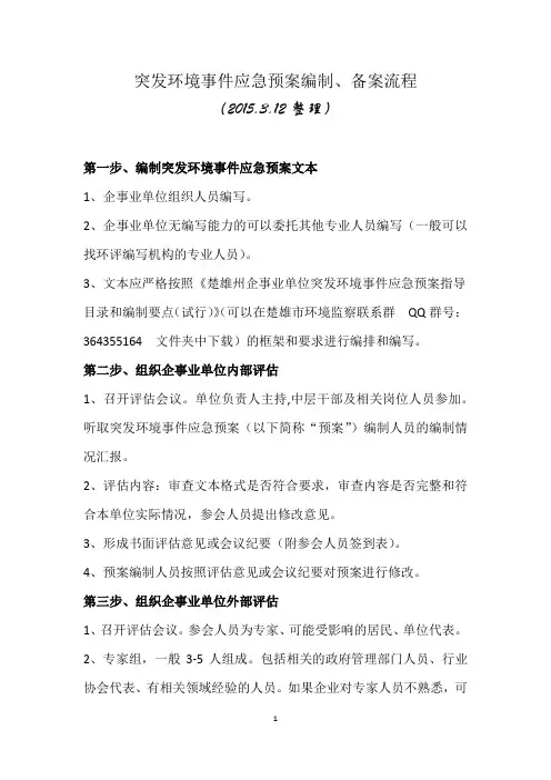 应急预案备案流程及格式要求