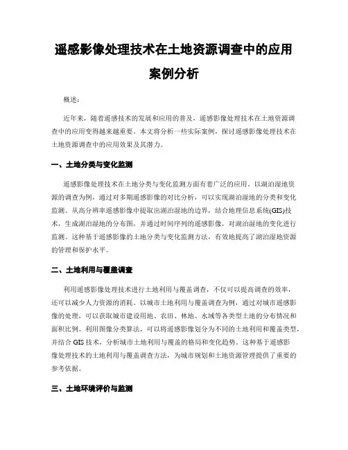 遥感影像处理技术在土地资源调查中的应用案例分析