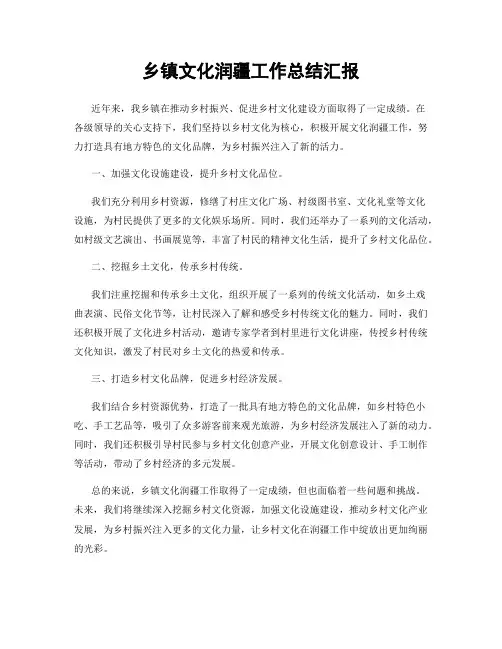 乡镇文化润疆工作总结汇报